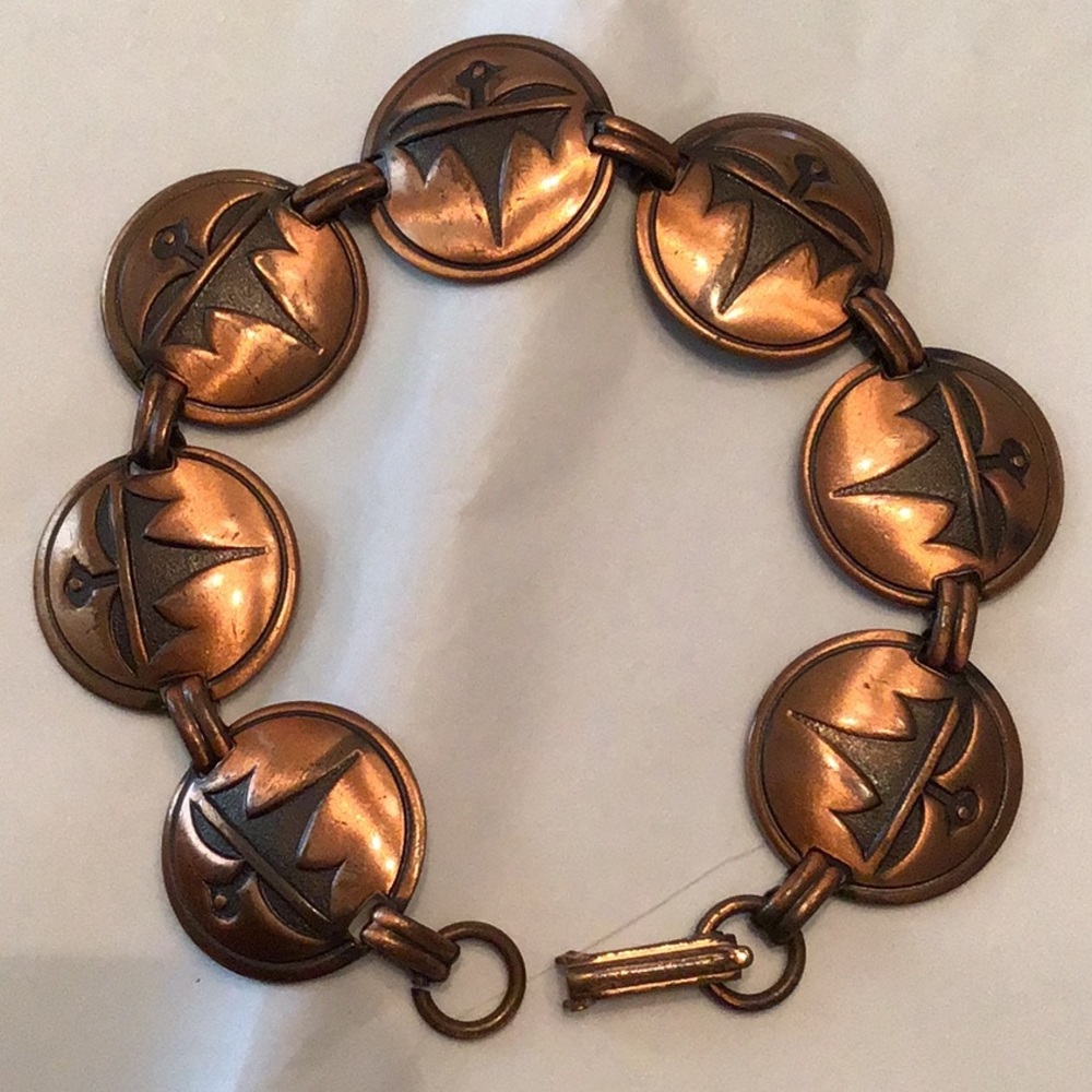 Vtg. 3 Pc Solid Copper Thunderbird/Cactus Jewelry - image 5